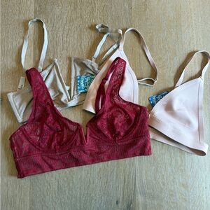 Free People Bralette Bundle of 3 Size Small Lace & Minimalist Intimates NWT